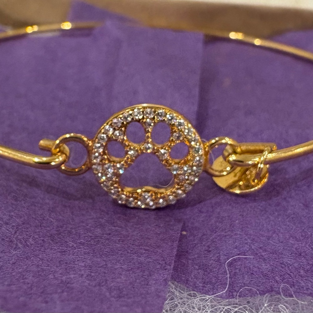 Gold Paw Print Bangle Bracelet, NWOT